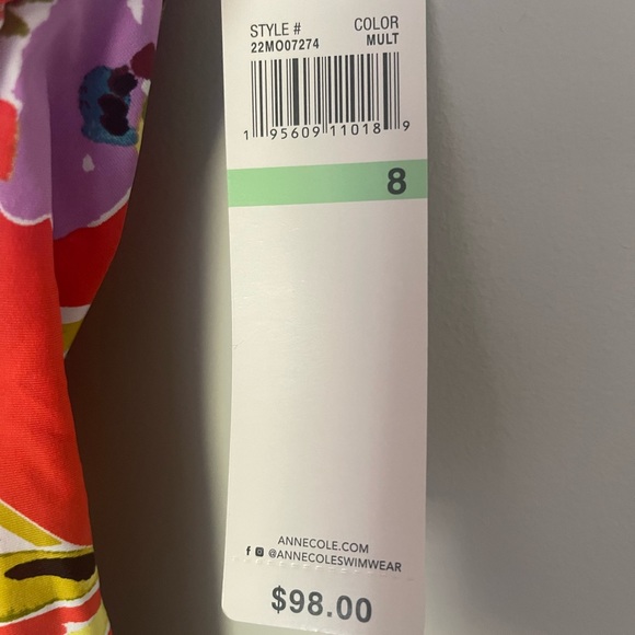 Anne Cole Halter One-Piece Swimsuit Floral-Print Shirred Size 8 NWT - Picture 6 of 9